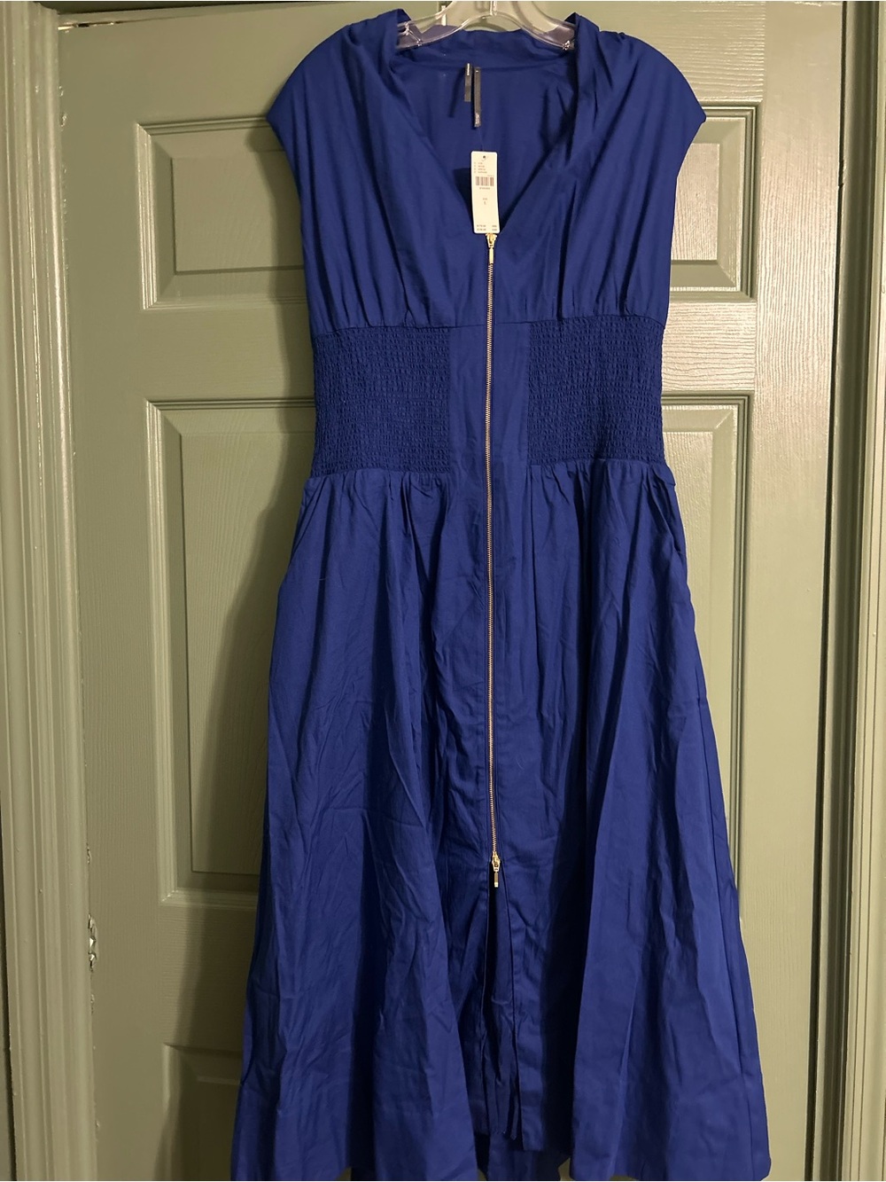NWT Anthropologie Royal Blue Zip-Front Maxi Dress